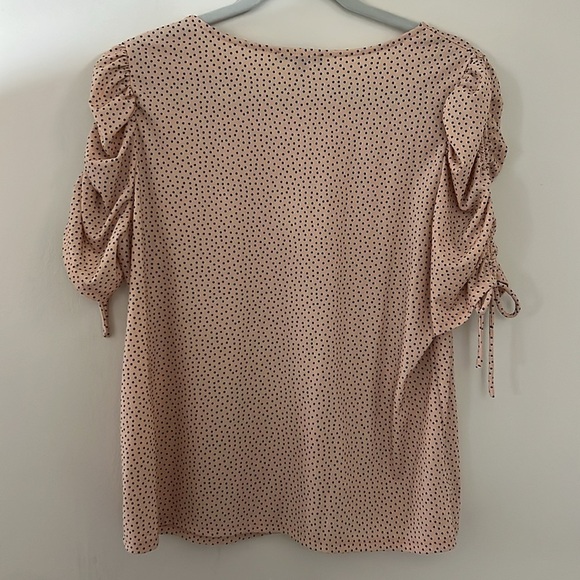 Adrianna Papell Women's Light Pink Polka Dot Top - Light Pink with Black Dots - Picture 4 of 4